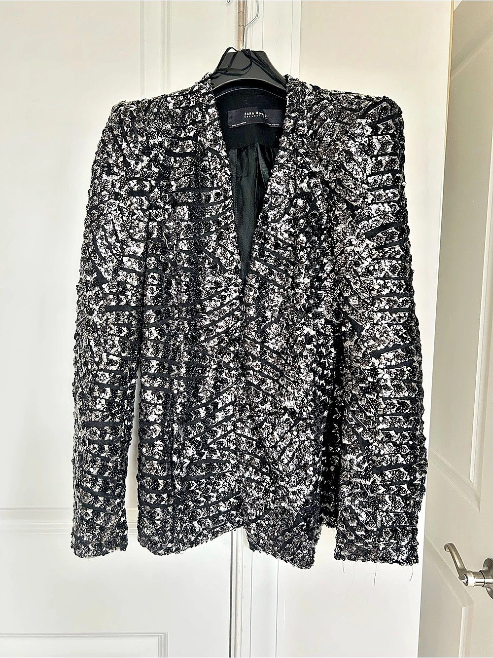 Zara Basic Black & Silver Sequin Blazer